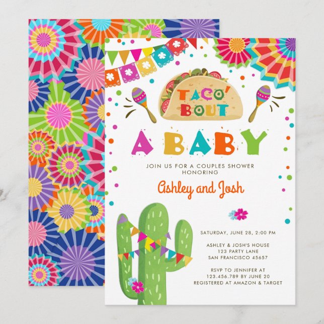 Taco Bout A Baby Fiesta Par Shower-inbjudan Inbjudningar (Fram/baksida)