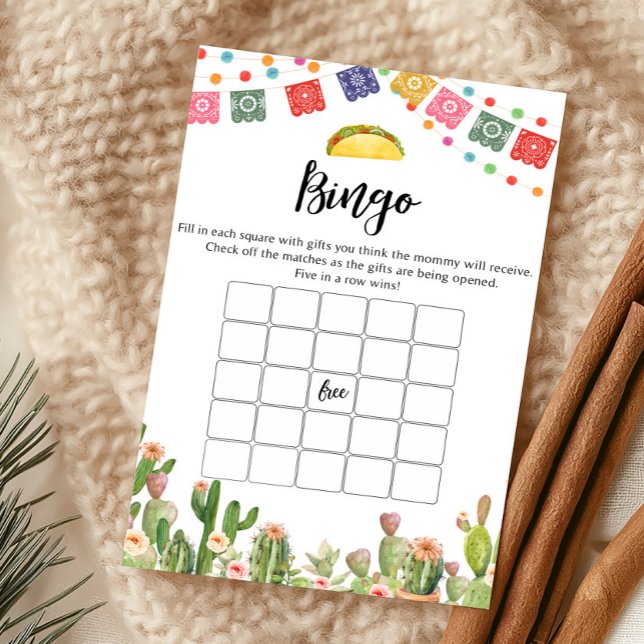 Taco Bout A Baby Fiesta Råd och önskningar Spel (Fiesta Cactus Baby Shower Bingo Game)