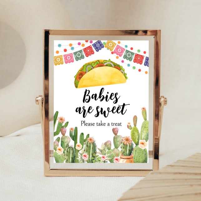 Taco Bout A Baby Fiesta Spädbarn är Sweet Poster (Fiesta Cactus Baby Shower Babies are Sweet Sign)