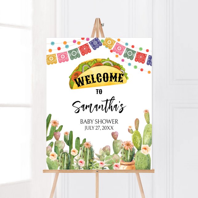 Taco Bout A Baby Fiesta Välkommen Poster (Fiesta Cactus Baby Shower Welcome Sign)