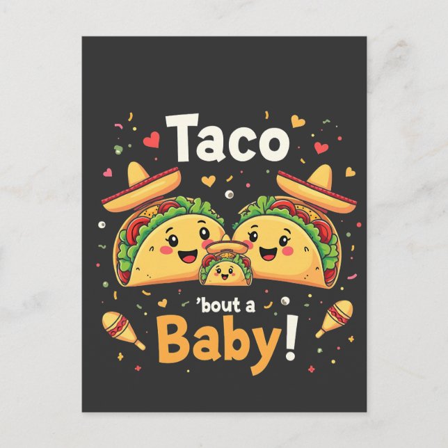Taco Bout a Baby Gravid-meddelande Inbjudan Vykort (Framsida)