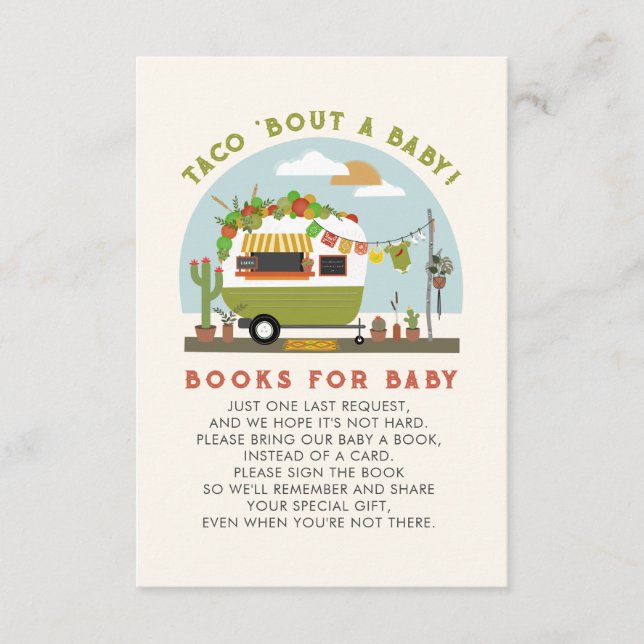 Taco Bout A Baby Neutralt Baby Shower Bok Request Tilläggskort (Framsida)