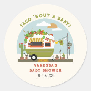 Taco Bout A Baby Neutralt Grönt Baby Shower Runt Klistermärke