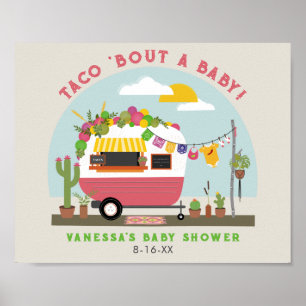 Taco Bout A Baby Rosa Camper Girl Baby Shower Poster