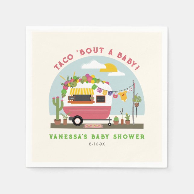 Taco Bout A Baby Shock rosa Baby Shower Pappersservett (Framsidan)