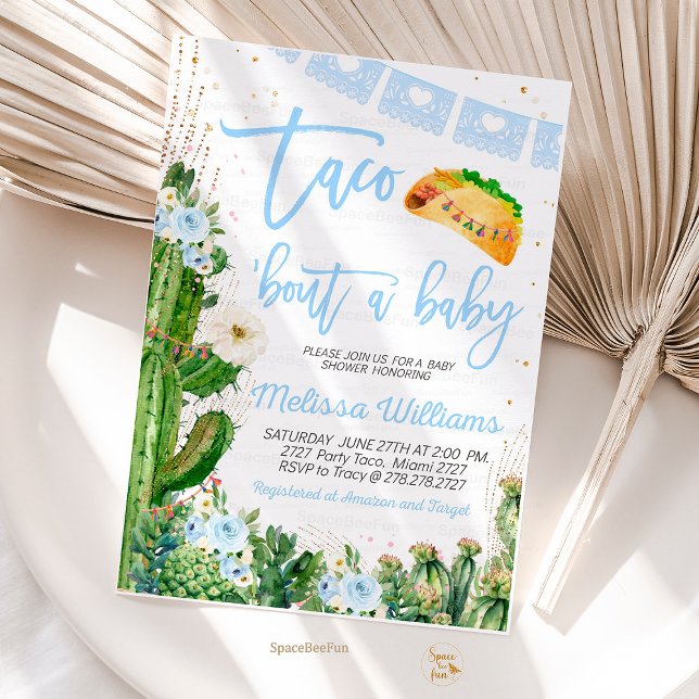 Taco Bout A Baby Shower Inbjudan Boy (taco bouta baby invite boy,invitation fiesta baby shower cactus cincode mayo tropical mexican i)