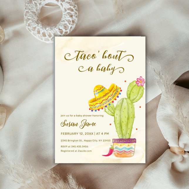 Taco 'Bout A Baby Watercolor Cactus Baby Shower Inbjudningar (Taco 'Bout A Baby Watercolor Cactus Baby Shower Invitation)