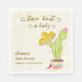 Taco 'Bout A Baby Watercolor Cactus Baby Shower Pappersservett