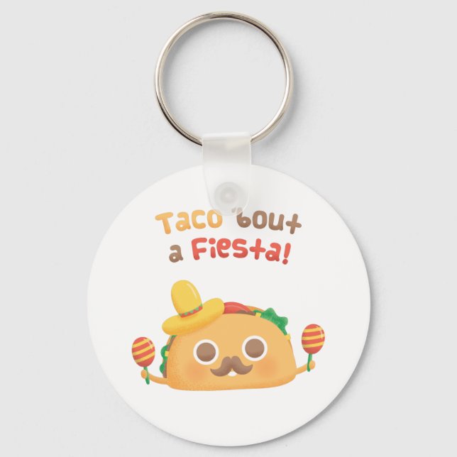 Taco Bout a Fiesta Cute Food Puns Keychain Nyckelring (Framsida)