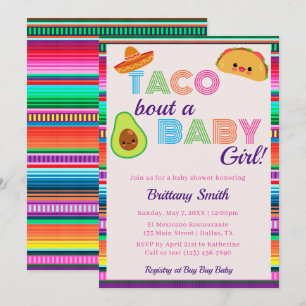 Taco Bout A Flicka Fiesta Rand Baby Shower Inbjudningar