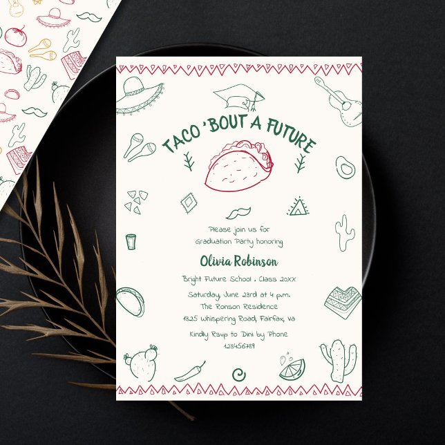 Taco Bout a future Fiesta Doodle Studenten Inbjudningar (Skapare uppladdad)
