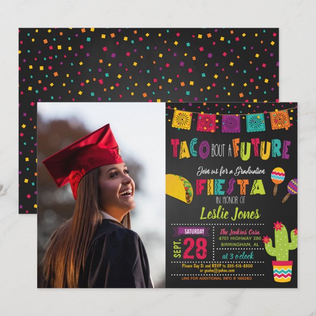 Taco Bout a future Studenten bjudits in - Foto Inbjudningar (Fram/baksida)