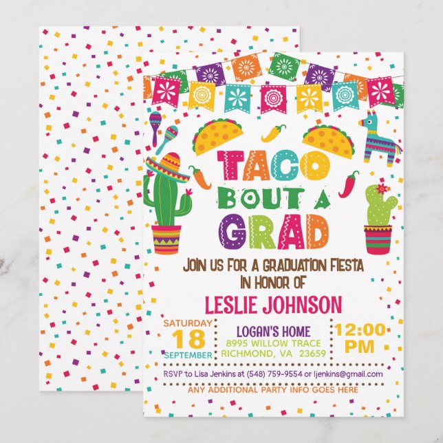 Taco Bout a Grad-inbjudan Inbjudningar (Fram/baksida)