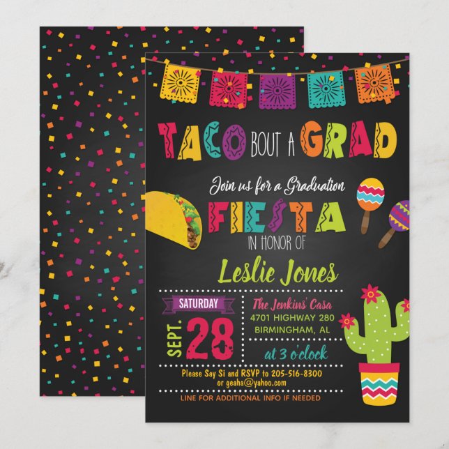 Taco Bout a Grad Studenten-inbjudan Inbjudningar (Fram/baksida)