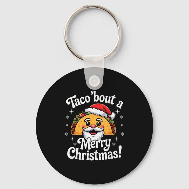 Taco ‘bout A Merry Christmas Food Puns Mexican San Nyckelring (Framsida)