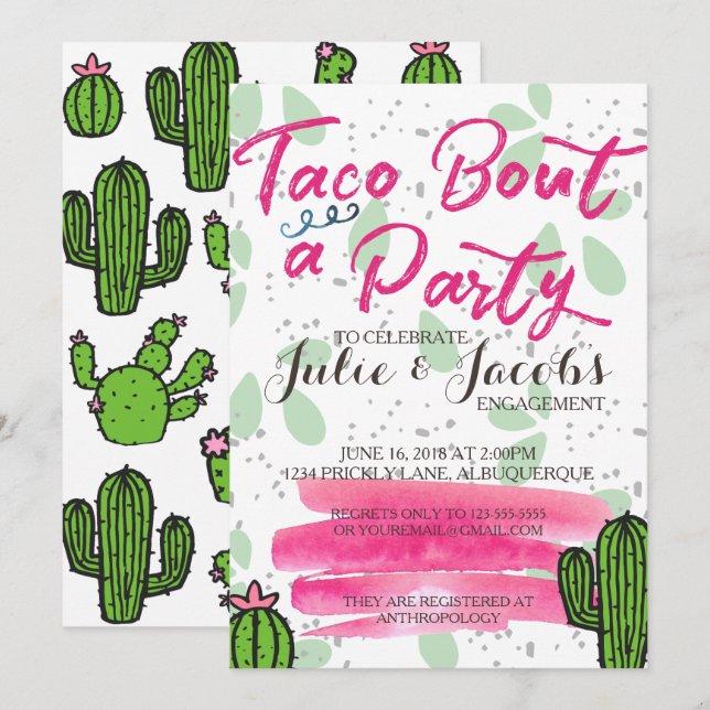Taco Bout A Party Förlovningsfest Inbjudningar (Fram/baksida)