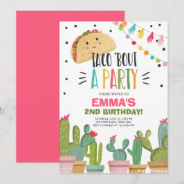 Taco Bout a Party Girl Rosa Fiesta Birthday Cactus Inbjudningar