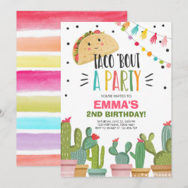 Taco Bout a Party Girl Rosa Fiesta Birthday Cactus Inbjudningar