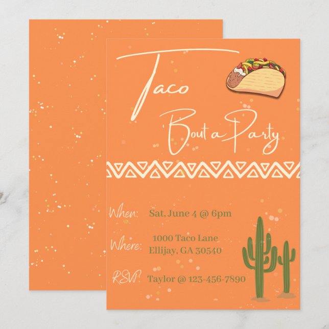 Taco "Bout a Party | Inbjudan (Fram/baksida)