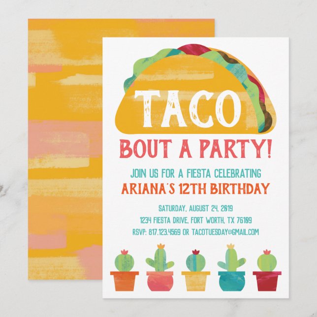 Taco Bout a Party-inbjudan Inbjudningar (Fram/baksida)