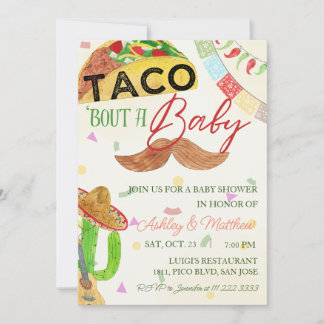 Taco 'Bout A Pojke Fiesta Mexican Baby Shower Inbjudningar