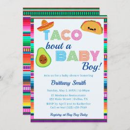Taco Bout a Pojke Fiesta Rand Baby Shower Inbjudningar