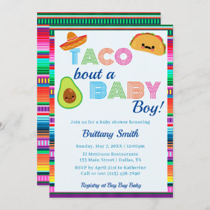 Taco Bout a Pojke Fiesta Rand Baby Shower Inbjudningar