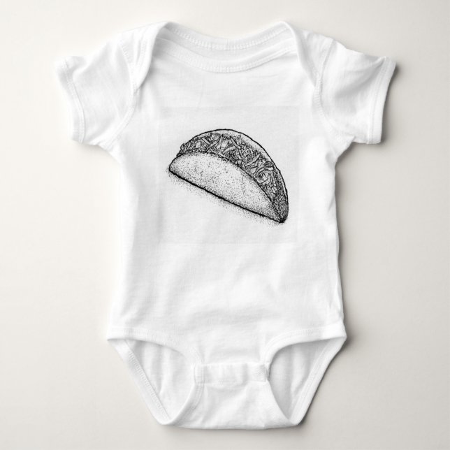 Taco 'Bout Adorable: Hand-Drawn Monochromatic Taco T Shirt (Framsida)
