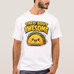 Taco 'Bout Awesome Cute Taco Pun Cartoon Design T Shirt<br><div class="desc">Celebrate humor and good vibes with this adorable “Taco 'Bout Awesome” cute taco design! Featuring a cheerful cartoon taco with bright colors and playful typography, this fun illustration brings personality and charm to any product. The kawaii-style taco character, combined with the clever food pun, makes it perfect for anyone who...</div>