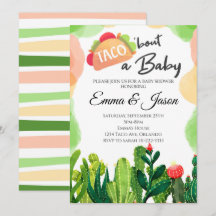 Taco Bout Baby Flower Cactus Baby Shower Inbjudan