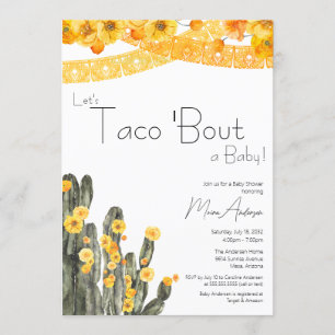 Taco Bout Baby Kacti Shower för Neutral Blommigt i Inbjudningar