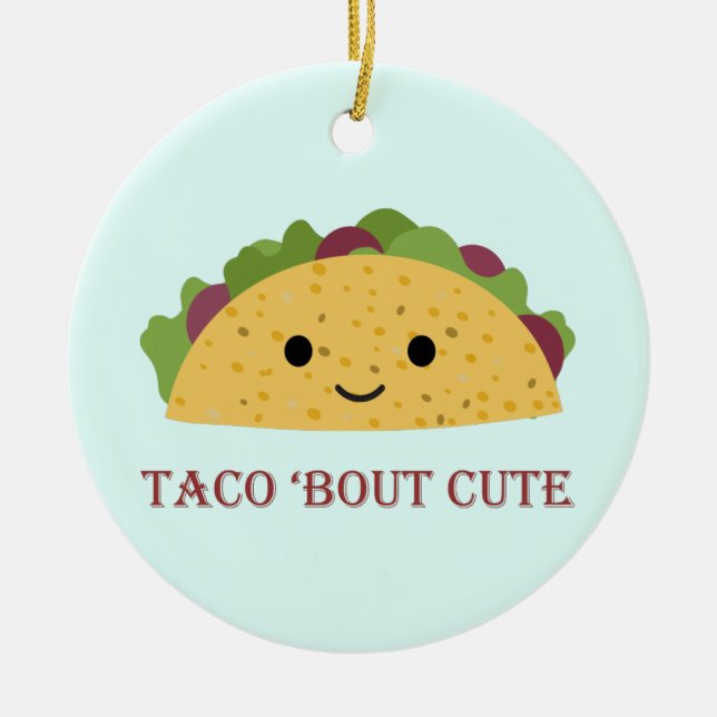 Taco Bout Cute Kawaii Taco Julgransprydnad Keramik (Framsidan)