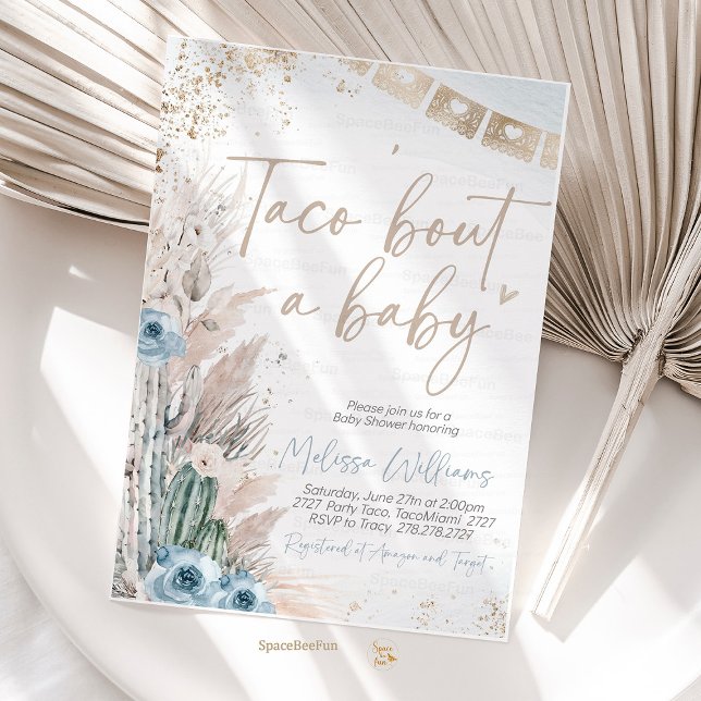 Taco Bout En Bebis Baby Shower Inbjudan Boho Pojke (Taco Bout A Baby Shower Invitation Boho Boy Fiesta Baby Shower Invite, Cactus Taco Baby Shower)