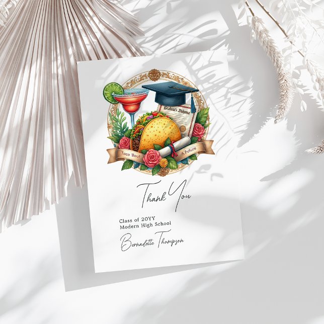 Taco ‘Bout en Kommande Examen Tack Kort (Taco ‘Bout a Future Graduation Thank You Card)