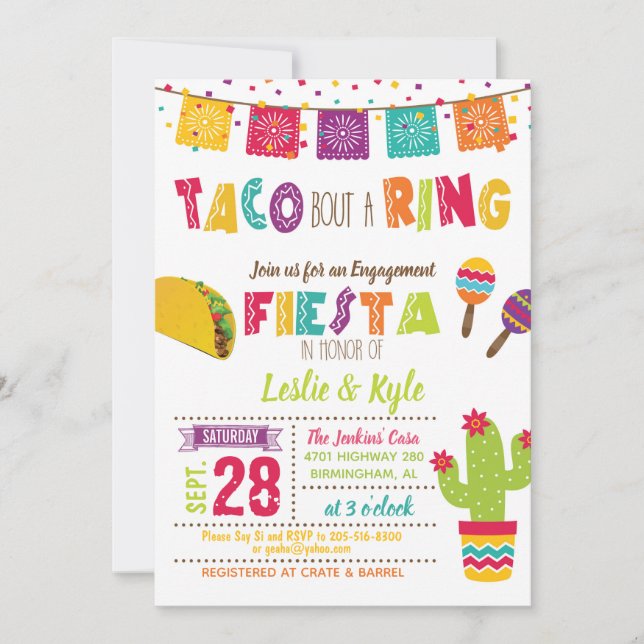 Taco Bout en Ring - Förlovnings/Par-firande Vit Inbjudningar (Framsida)