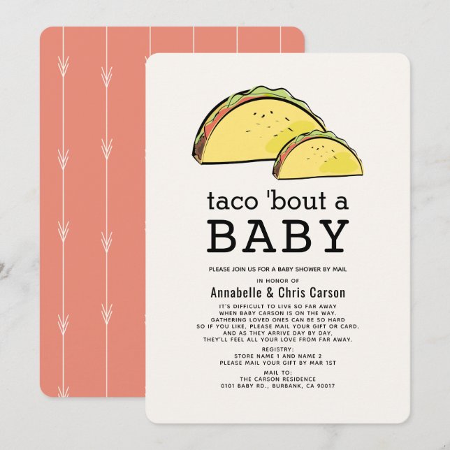 Taco Bout Fiesta Baby Shower by Mail Inbjudningar (Fram/baksida)