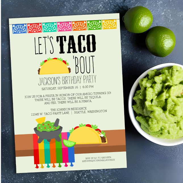 Taco "Bout Födelsedagsfest inbjudan (Skapare uppladdad)