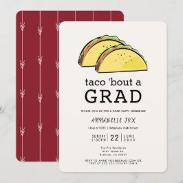 Taco Bout GRAD Burgundy Studentfest Inbjudningar