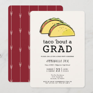 Taco Bout GRAD Burgundy Studentfest Inbjudningar