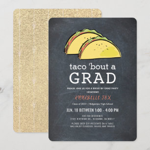 Taco Bout GRAD Chalkboard Guld Drive by Studenten Inbjudningar