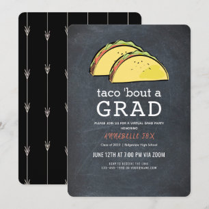 Taco Bout GRAD Chalkboard Virtuell Black Studenten Inbjudningar