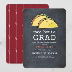 Taco Bout GRAD Chkbd Burgundy Virtuellare Studente Inbjudningar