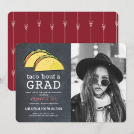 Taco Bout GRAD Photo Chkbd Red Virtuellare Student Inbjudningar