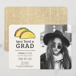 Taco Bout GRAD Photo Guld Studentfest Inbjudningar