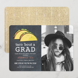 Taco Bout GRAD Photo Guld Virtuella Studenten Inbjudningar