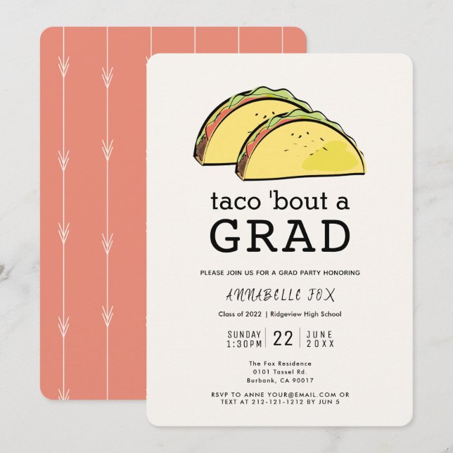 Taco Bout GRAD-Studentfest Inbjudningar (Fram/baksida)