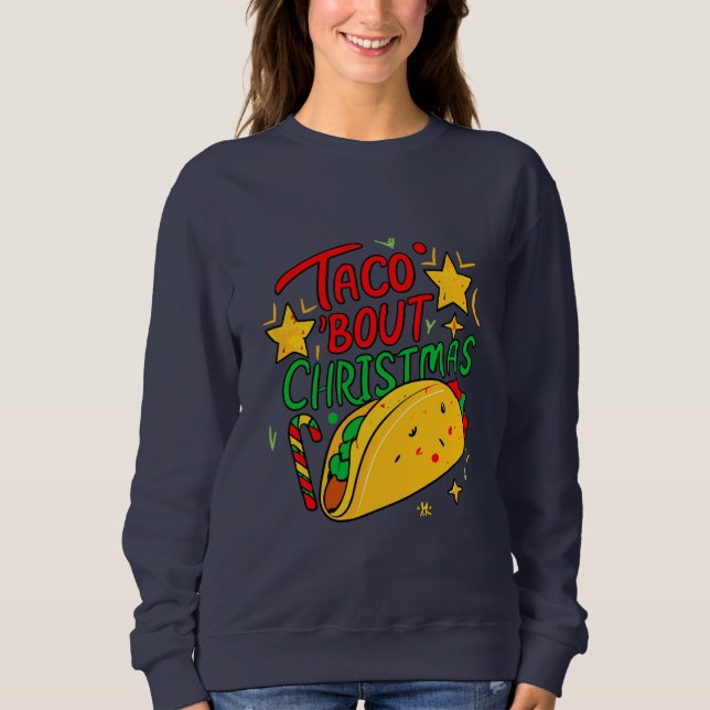 Taco Bout jul Funny Julafton T Shirt (Framsida)