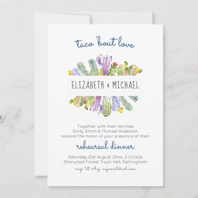 Taco Bout Kärlek Cacti Fiesta Rehearsal Dinner (Framsida)