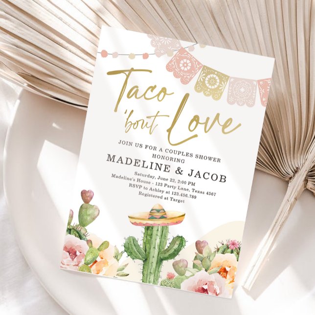 Taco Bout Kärlek Cactus Fiesta Par Rosa  Inbjudningar (Skapare uppladdad)