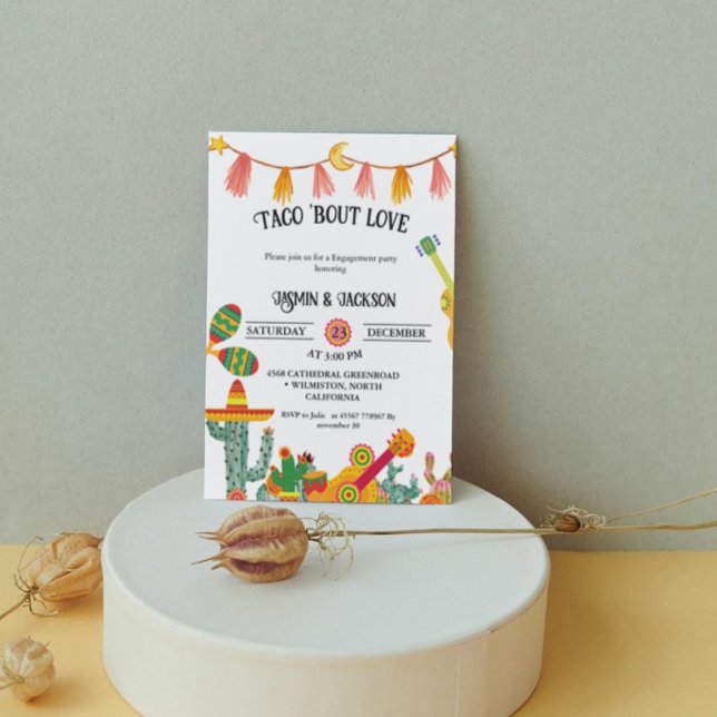 Taco 'Bout Kärlek Cactus Förlovningsfest Inbjudningar (Skapare uppladdad)
